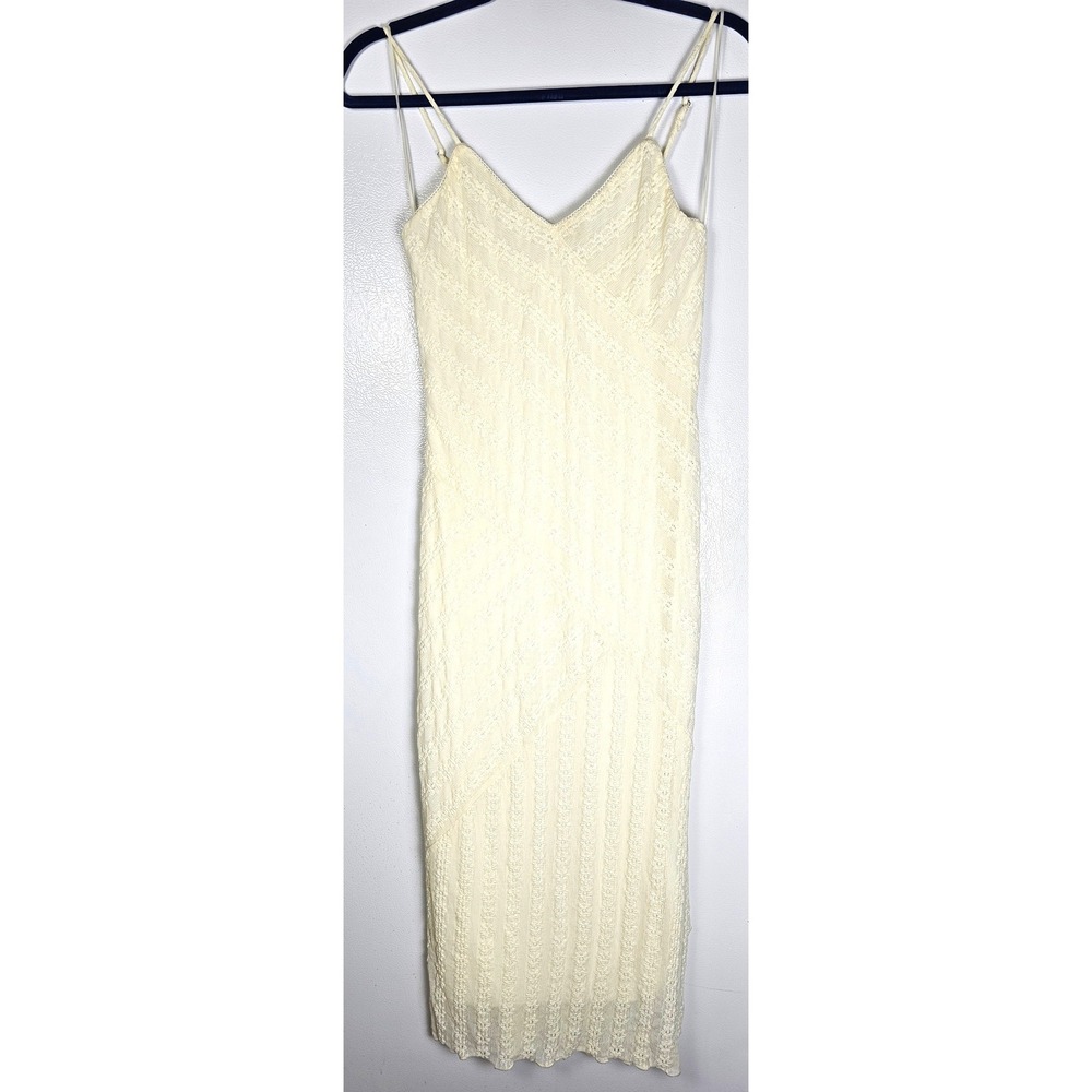 Kirious Los Angeles Cream Lace Midi Dress V-Neck Adjustable‎ Straps Small